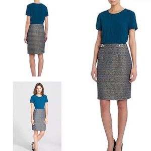 $765 Boss Hugo Boss Tweed Combo Skirt Dress